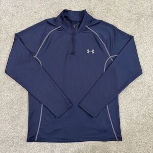 Under Armour ColdGear Fitted 1/4 Zip Navy Mens L Athletic Pullover Activewear